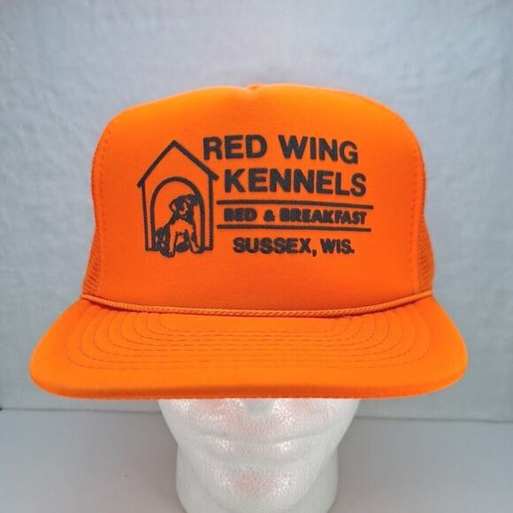 Red Wing Kennels Bed & Breakfast Trucker Hat Cap Rope Foam Orange Snapback - Picture 1 of 8